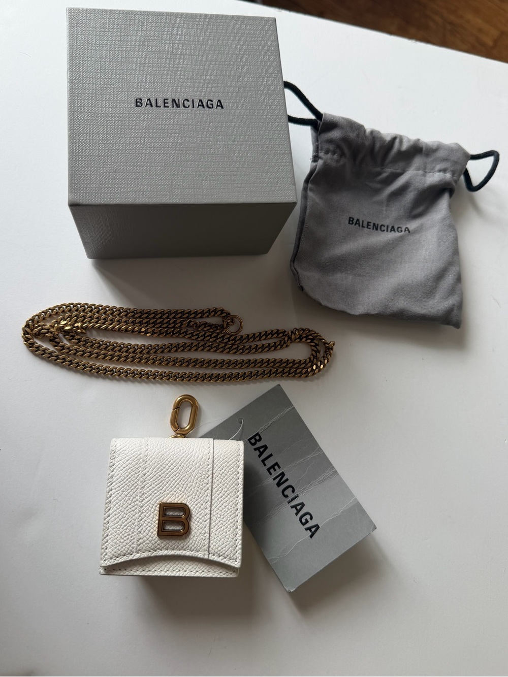 Balenciaga White Leather AirPods case. New with tags